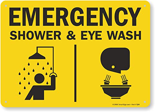 SmartSign מקלחת חירום ושטיפת עיניים שלט | 10 x 14 אלומיניום